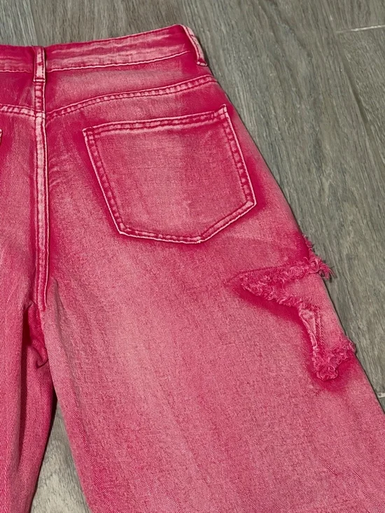 LIKE NEW! Women's SHEIN Pink Denim High Waisted Distressed Star Jeans - 25 - Picture 8 of 9